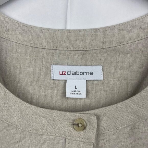 Liz Claiborne Linen Button-Up Sheath Tank Dress Size L - Picture 6 of 9